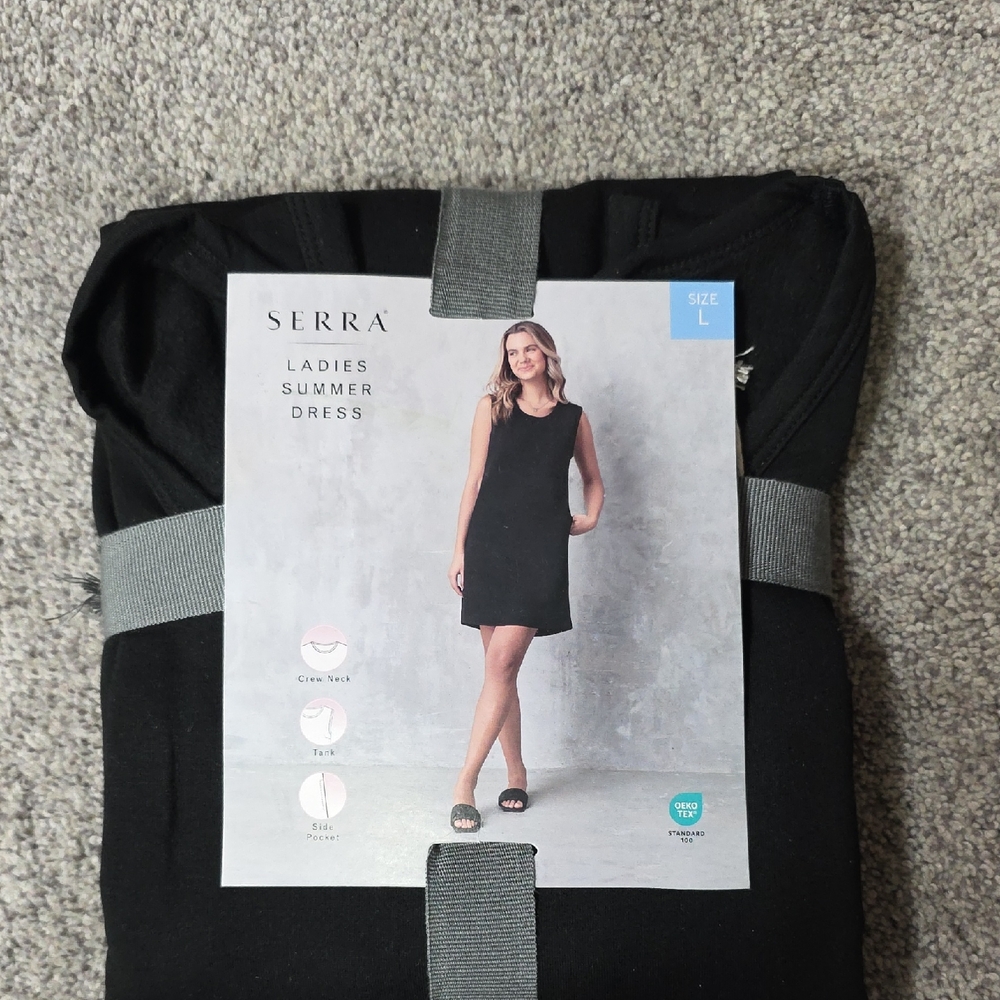 Serra Black Ladies Summer Dress Womens Size Large (W628)